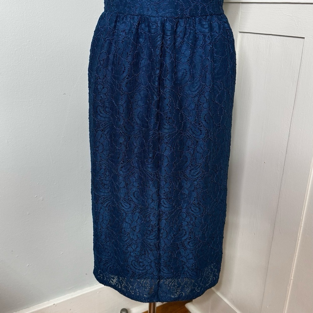 Lane Bryant Teal Blue Lace Overlay Midi A-Line Dress Size 26 - Picture 7 of 13